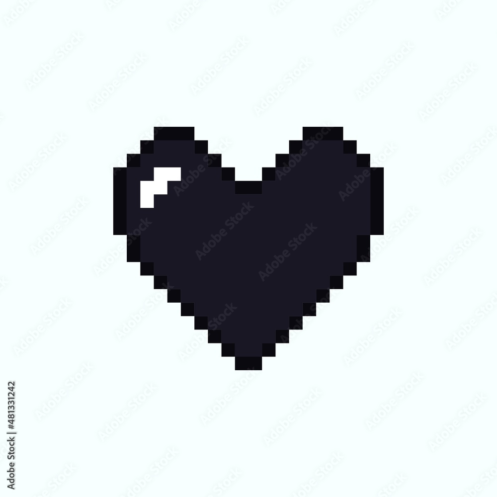 Obraz premium Vector black pixel heart icon