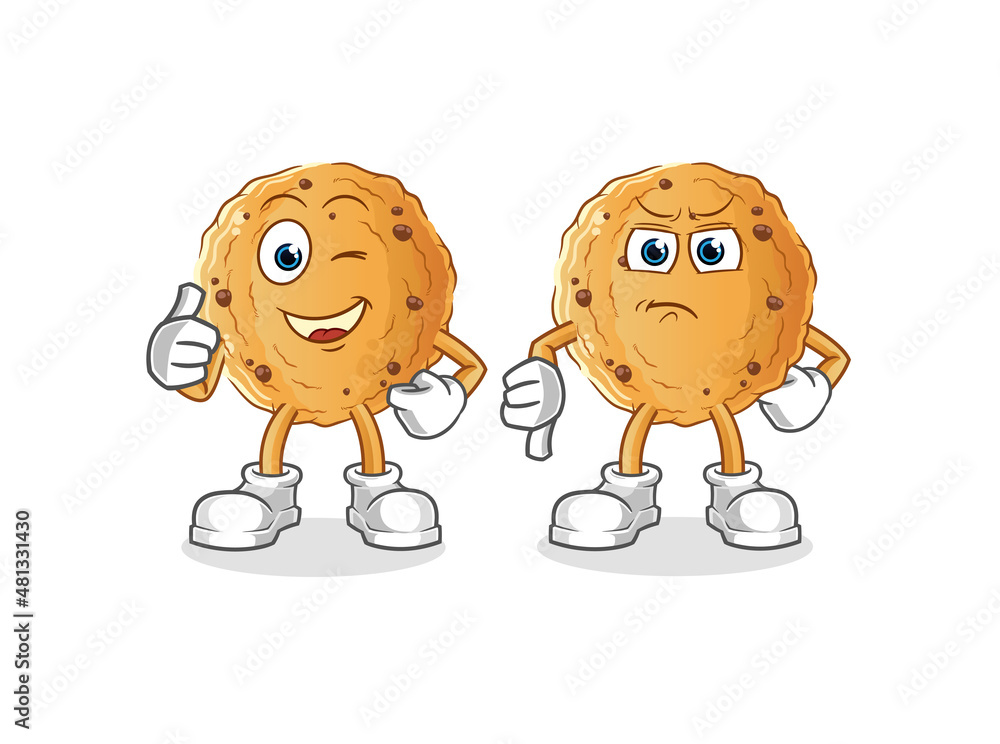 cookie thumbs up and thumbs down. cartoon mascot vector cookie thumbs up and thumbs down. cartoon mascot vector