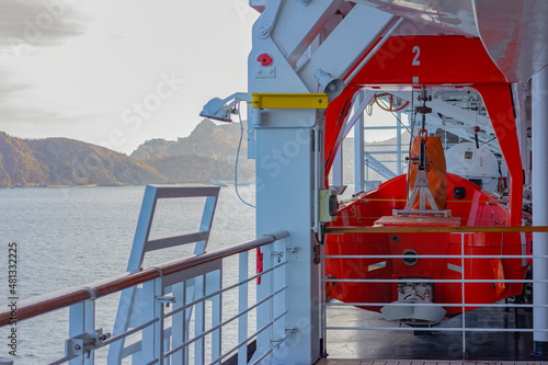 Lifeboat on a large cruise ship