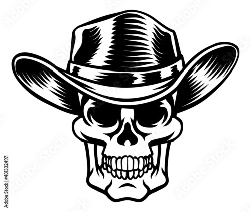 Skull Cowboy Hat Grim Reaper Cartoon