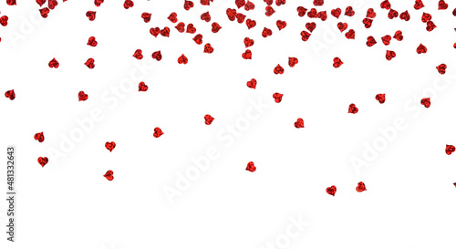 Hearts shaped confetti on light background. St. Valentine's Day