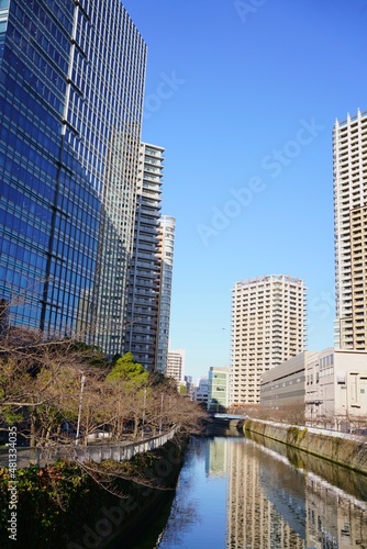 Apartment buildings beside of Meguro river