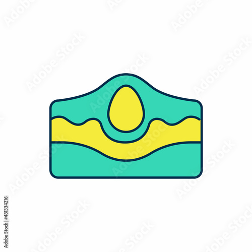 Filled outline Acne icon isolated on white background. Inflamed pimple on the skin. The sebum in the clogged pore promotes the growth of a bacteria. Vector