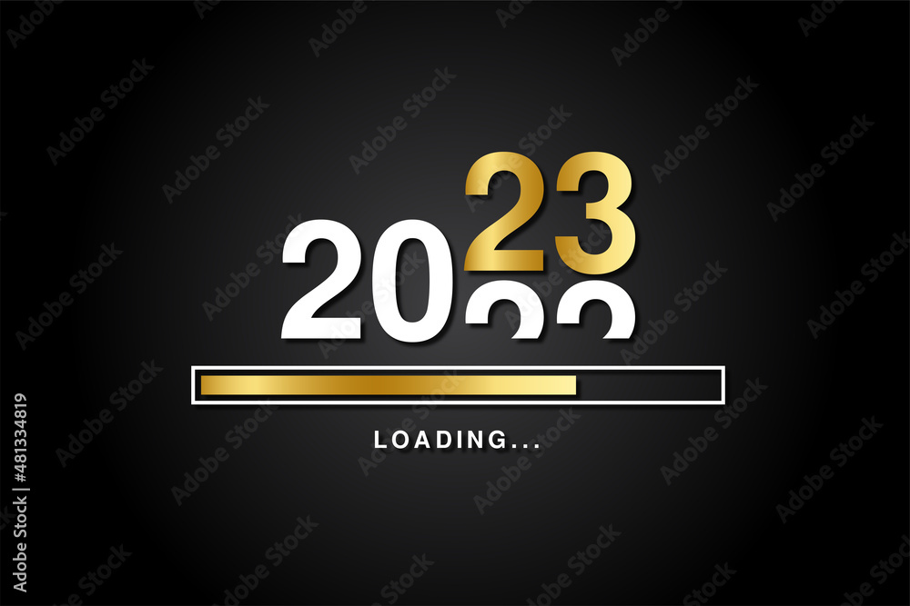 Loading process ahead of new year 2023. Symbol of new year 2023 celebration. Creative festive banner with trendy design.
