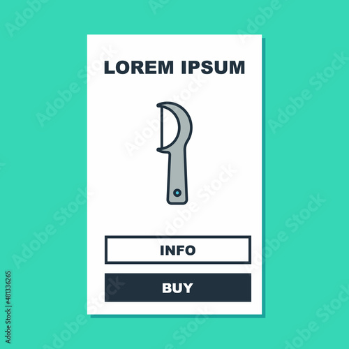 Filled outline Dental floss icon isolated on turquoise background. Vector
