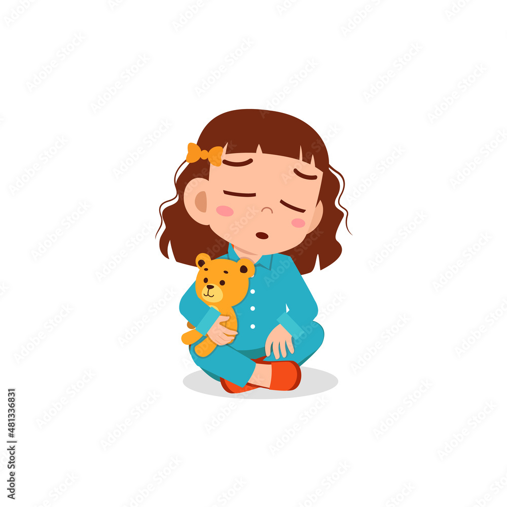 cute little girl feel sleepy and want to sleep cute little girl feel sleepy and want to sleep