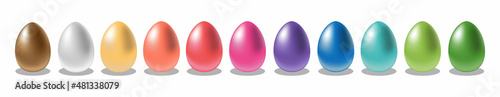 Easter eggs set, collection of colored eggs, Easter symbol - vector. Vector Element. Plain Colors. Set of 3d design elements Isolated. Glossy Shiny Eggs. Holiday elements pattern collection