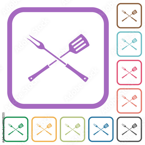 Barbecue fork and spatula in crossed position simple icons