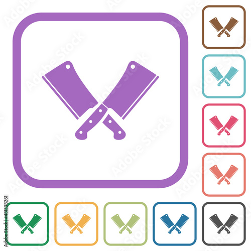 Two crossed meat cleavers simple icons