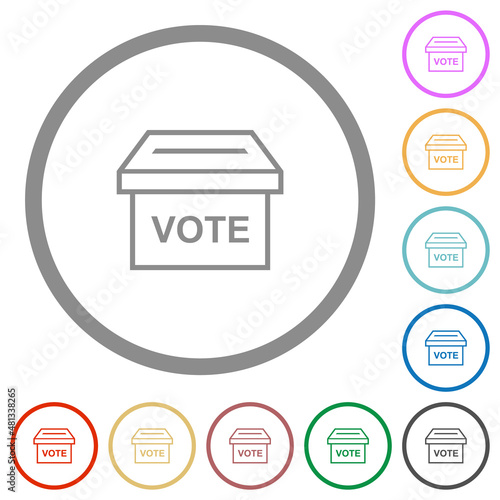 Ballot box outline flat icons with outlines