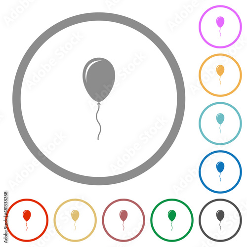 Single balloon with gloss flat icons with outlines