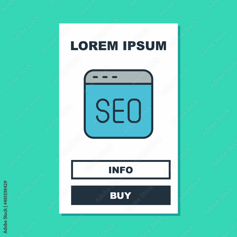 Filled outline SEO optimization icon isolated on turquoise background. Vector Filled outline SEO optimization icon isolated on turquoise background. Vector