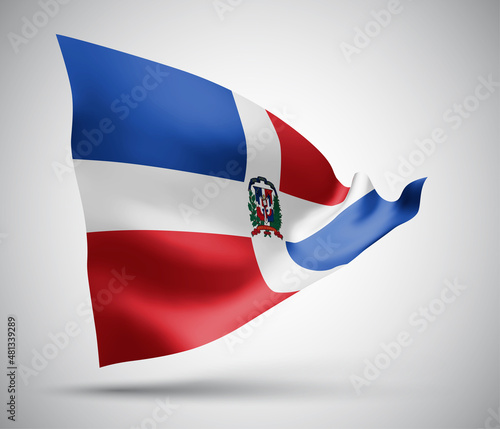 Free Download Dominican Republic, vector flag with waves and bends waving in the wind on a white background. - GFXLoad