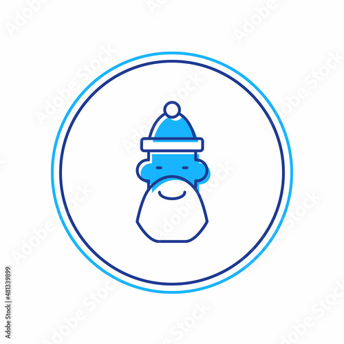 Filled outline Santa Claus hat and beard icon isolated on white background. Merry Christmas and Happy New Year. Vector