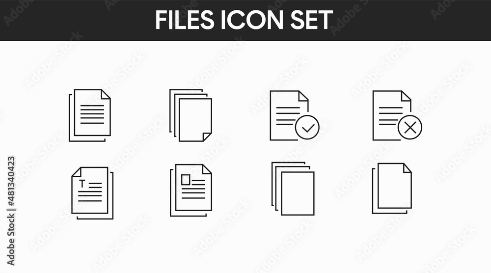Files or documents icon set. Vector isolated black and white editable set Files or documents icon set. Vector isolated black and white editable set