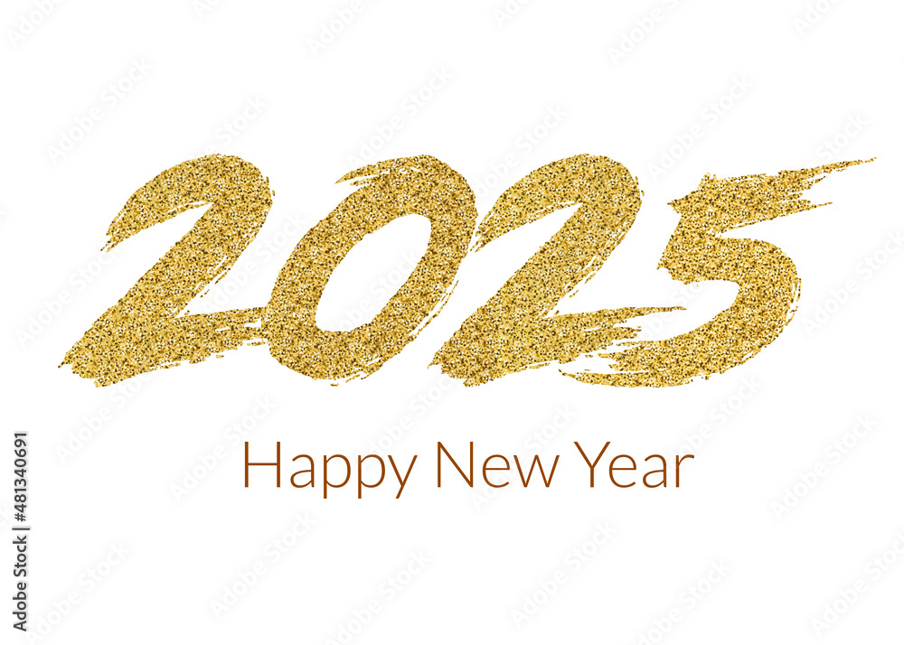 2025 Happy New Year in golden design, Holiday greeting card design 2025 Happy New Year in golden design, Holiday greeting card design