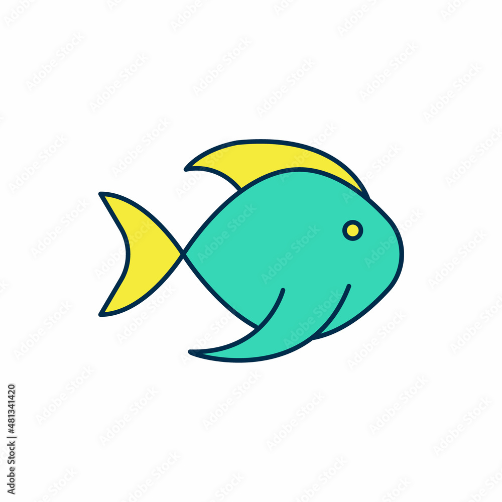 Fototapeta premium Filled outline Fish icon isolated on white background. Vector