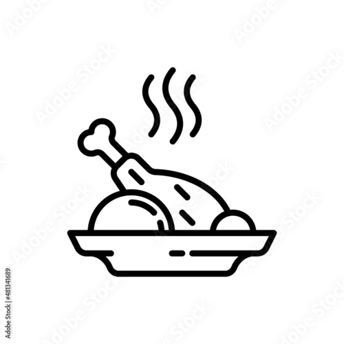 Grilled chicken thin line icon. Modern vector illustration.