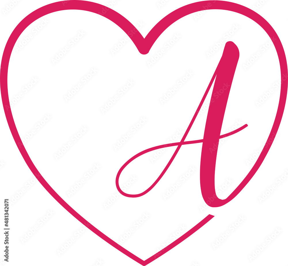 monogram letter A with heart, hand drawing, heart sign Stock Vector ...