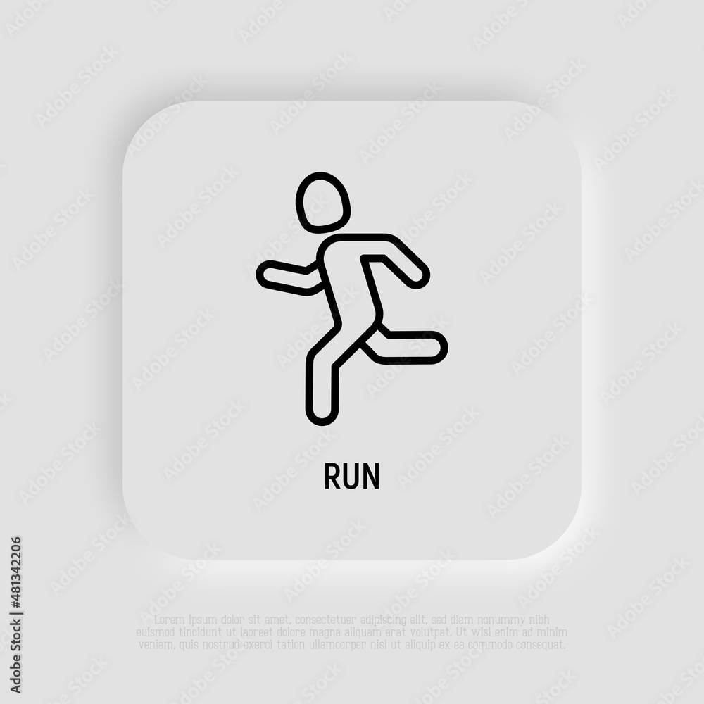 Running man thin line icon. Marathon runner. Modern vector illustration.