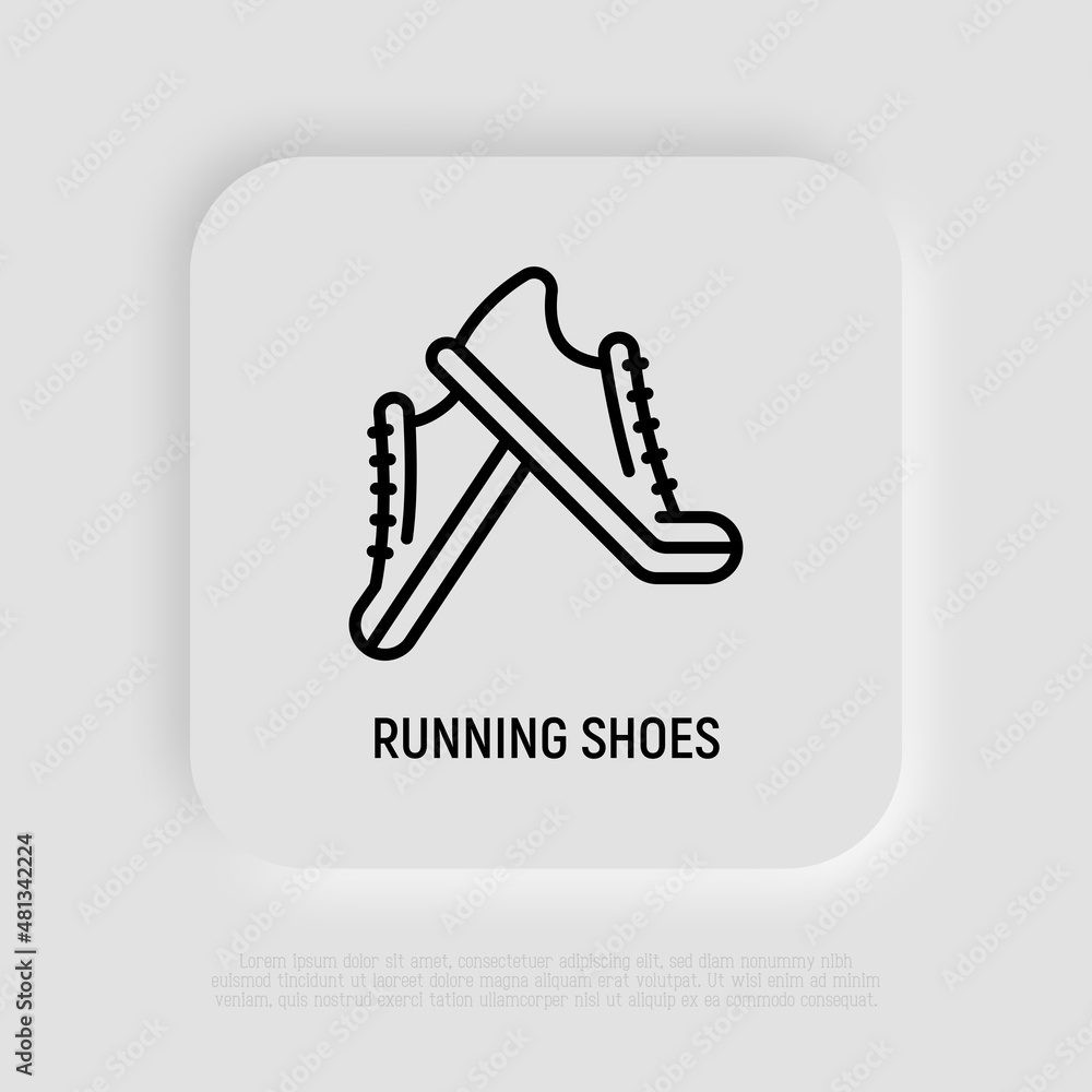 Running shoes thin line icon. Vector illustration of sneakers. Running shoes thin line icon. Vector illustration of sneakers.