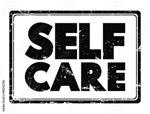 Self Care text stamp, health concept background