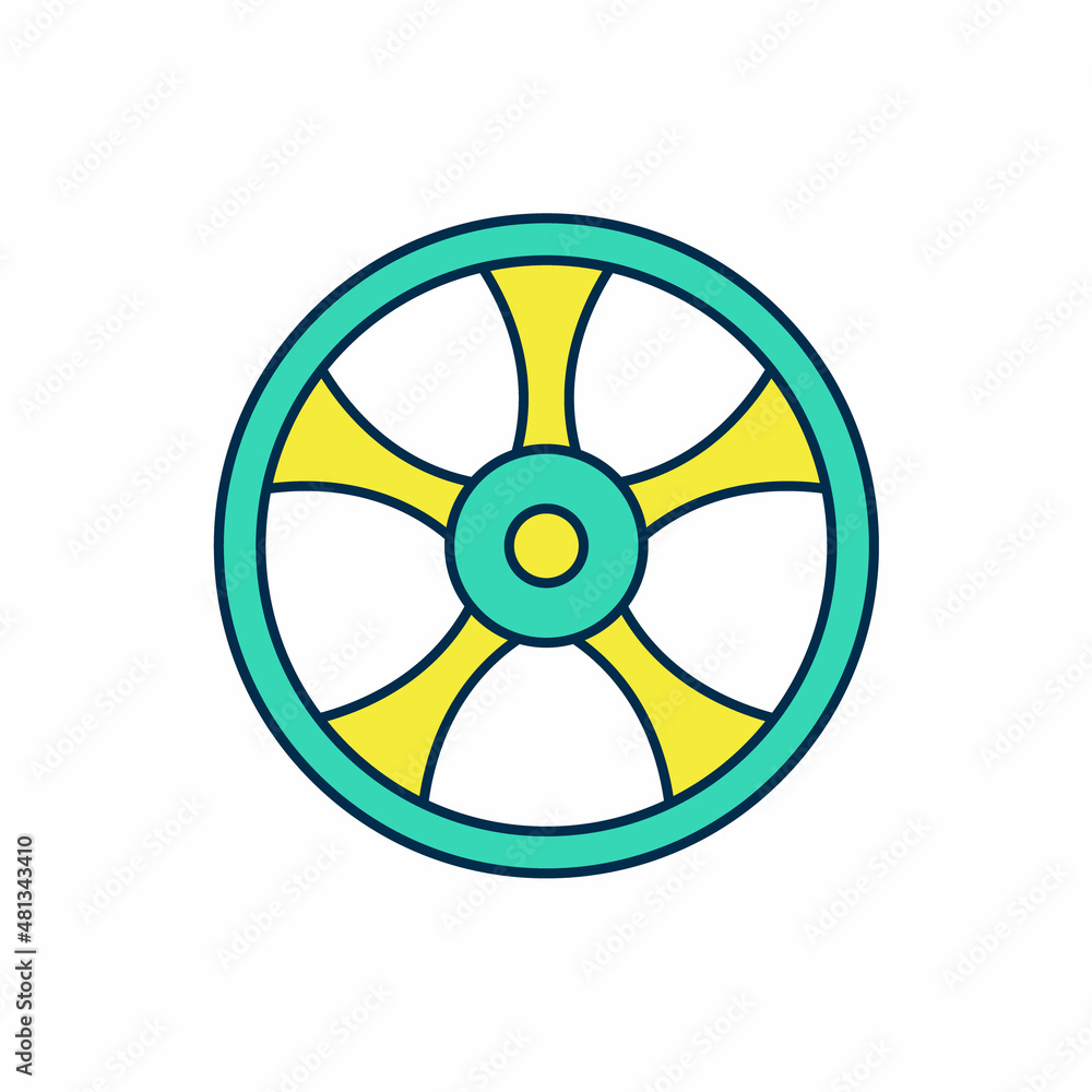 Filled outline Alloy wheel for car icon isolated on white background. Vector Filled outline Alloy wheel for car icon isolated on white background. Vector