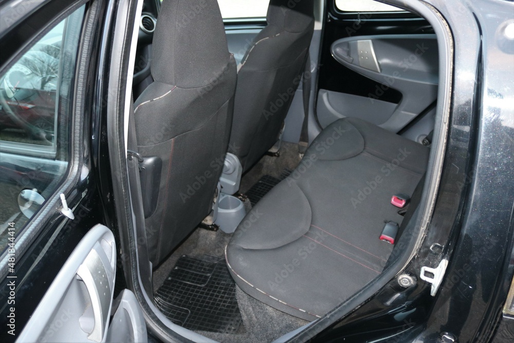 Back seats of car interior.