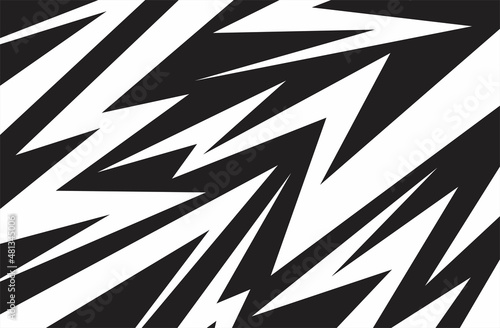 Abstract black and white background with spikes and zigzag line pattern 