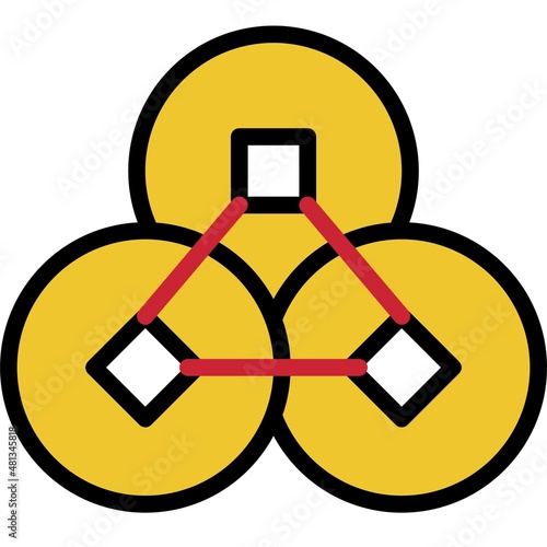 Feng shui coin icon ,Chinese New Year vector illustration