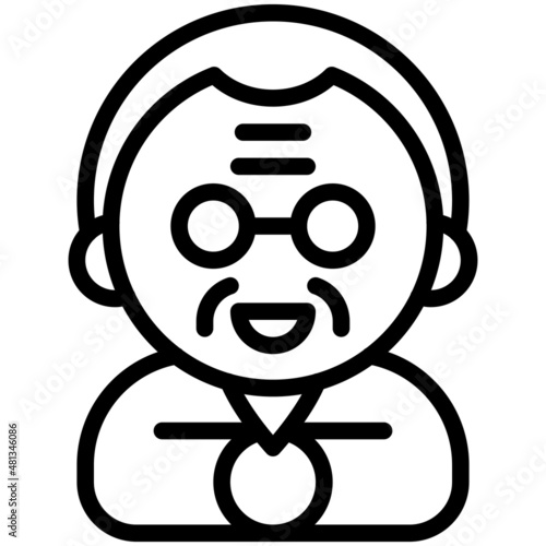 Chinese grandpa icon ,Chinese New Year vector illustration