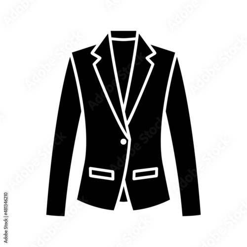 Women s classic blazer black glyph icon isolated. Vector