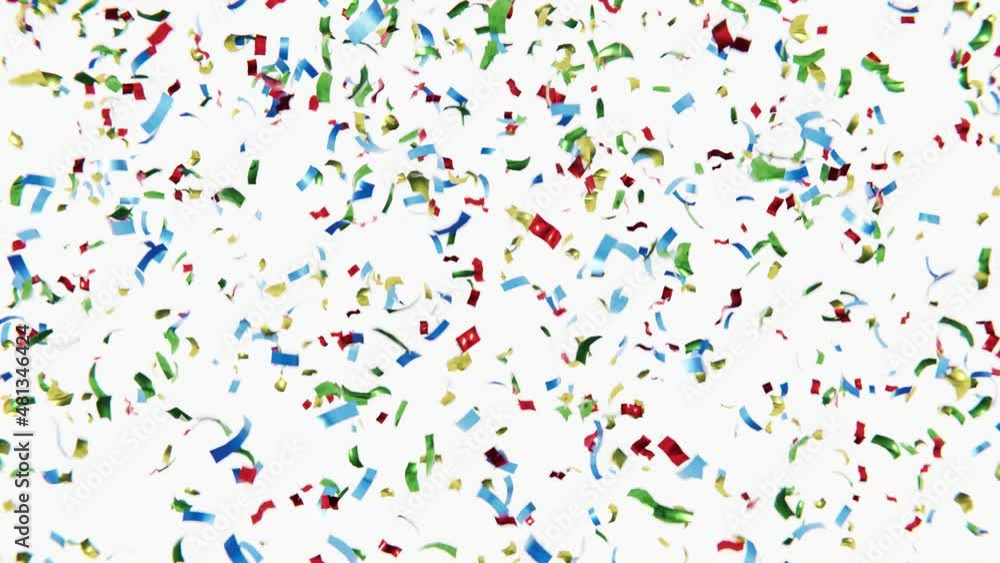 Konfetti Regen an Fastnacht oder Fasching vor weißem Hintergrund Konfetti Regen an Fastnacht oder Fasching vor weißem Hintergrund