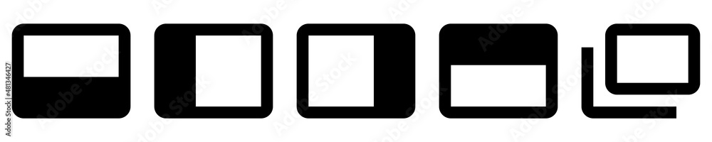 Collection of dock icons. Black flat icon set isolated on white Background