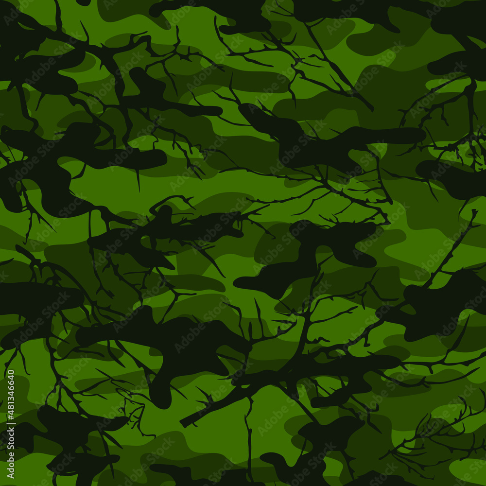 Camouflage with branches in green. Hunting and fishing. Active rest. Sports style. Camouflage with branches in green. Hunting and fishing. Active rest. Sports style.