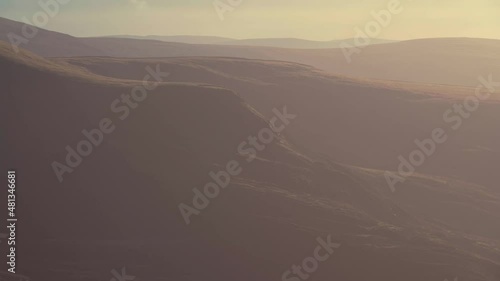 Misty mountain sunrise view of the Snowdonia Rhinogydd National Park  photo