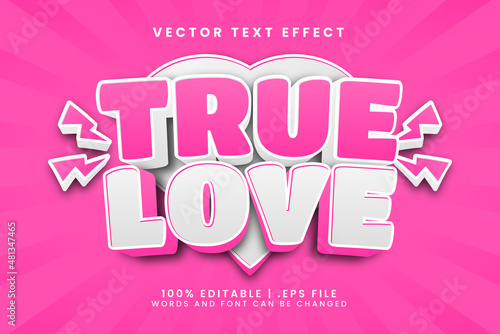 True love 3d editable text effect with heart and romance text style