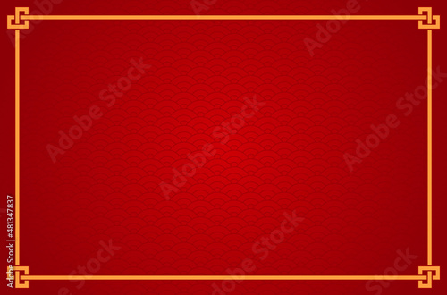 Chinese abstract pattern. Traditional Asian ornament on a red background.