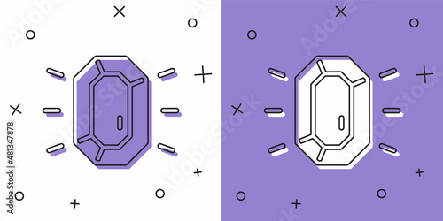 Set Diamond icon isolated on white and purple background. Jewelry symbol. Gem stone. Vector