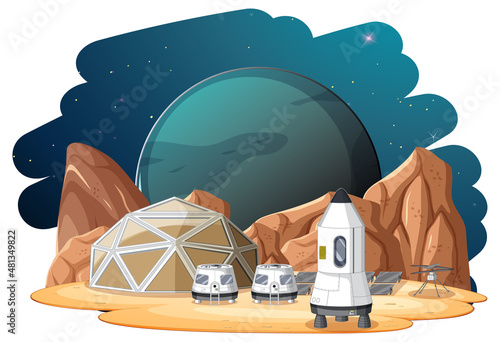 Isolated space colony scene
