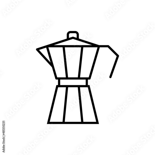 Retro italian coffee maker. Geyser, moka black outline icon. Coffee house concept. Trendy flat isolated on white symbol, sign for: illustration, logo,app, design web, dev, ui, ux, gui. Vector EPS 10 