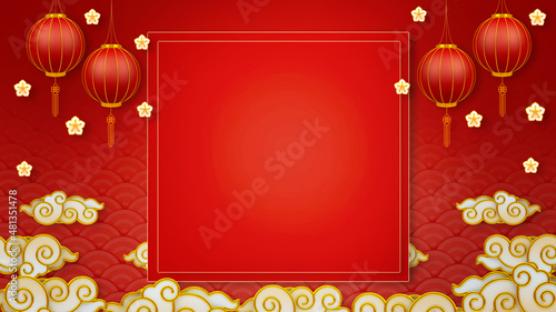 Photography Happy chinese new year for Party and Celebrations With Space for Message Isolated in Red Background