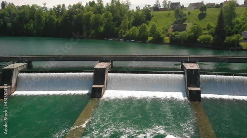 Hydropower station on the river rhine, near Rheinau, Switzerland photo