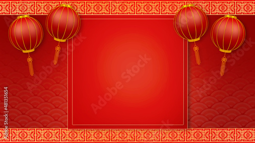 Canvas Print Happy chinese new year for Party and Celebrations With Space for Message Isolated in Red Background