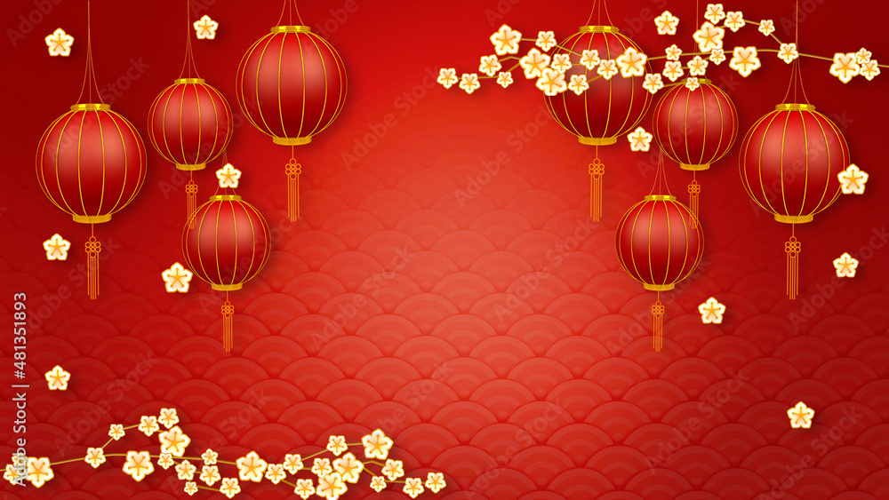 Happy chinese new year for Party and Celebrations With Space for Message Isolated in Red Background. 3D illustration, 3D rendering Happy chinese new year for Party and Celebrations With Space for Message Isolated in Red Background. 3D illustration, 3D rendering