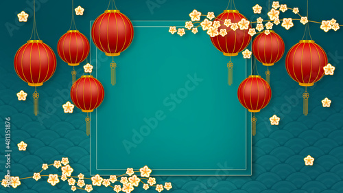 Canvas Print Happy chinese new year for Party and Celebrations With Space for Message Isolated in Red Background