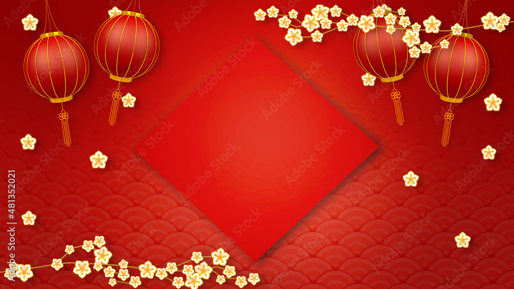 Happy chinese new year for Party and Celebrations With Space for Message Isolated in Red Background. 3D illustration, 3D rendering	
