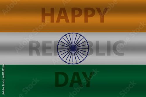 Indian flag overwrite happy republic day text vector illustration. 