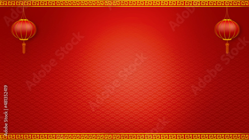 Canvas Print Happy chinese new year for Party and Celebrations With Space for Message Isolated in Red Background