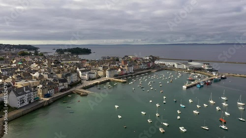 aerial view on the harbor of Douarnenez in Brittany in France